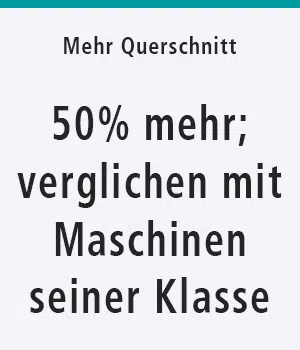 Mehr Querschnitt: 50% mehr verglichen mit Maschinen seiner Klasse